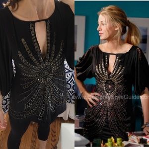 Nanette Lepore Beaded Silk World Tour Tunic Top